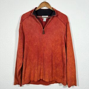 Levi's Vintage Quarter Zip Orange Sun Wash Ribbed Pullover Men's Large